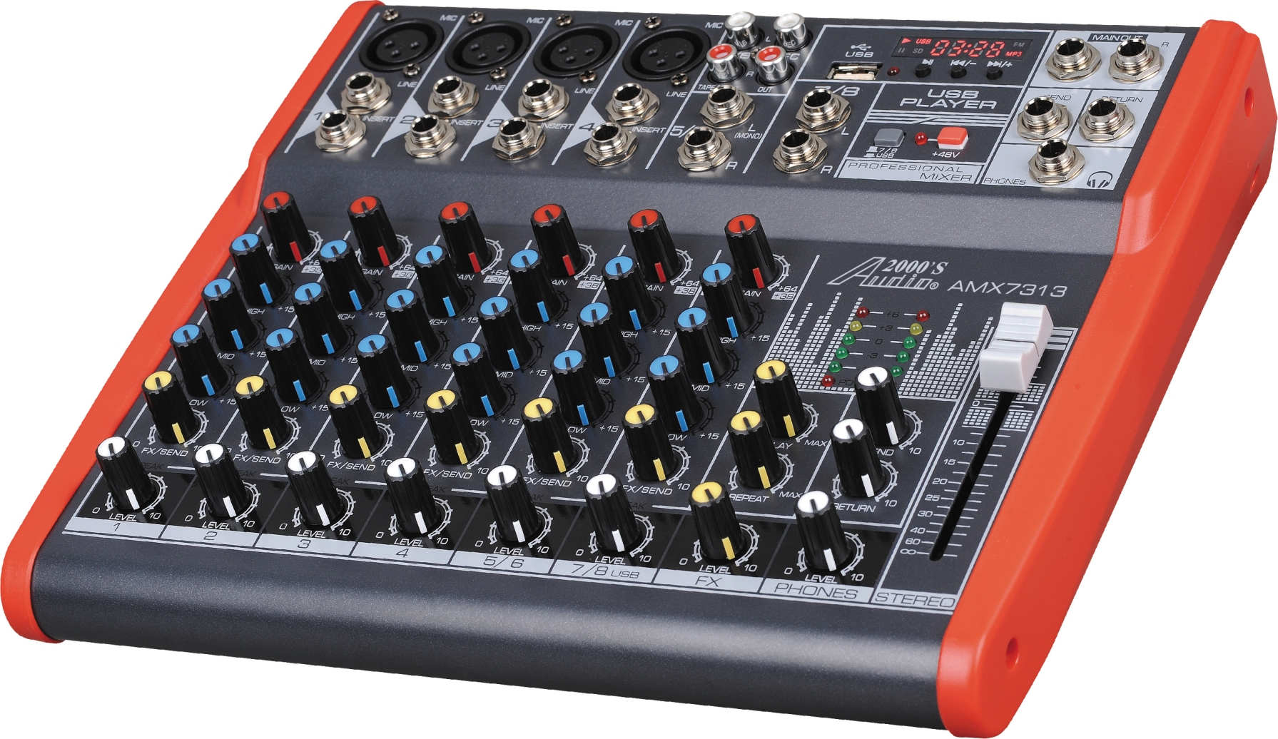 Audio2000'S AMX7351 Five-Channel Audio Mixer with USB 5V Power